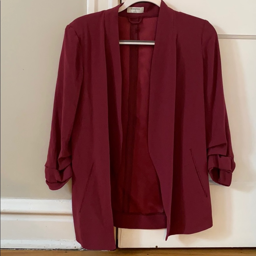 Babaton Silk Maroon Blazer